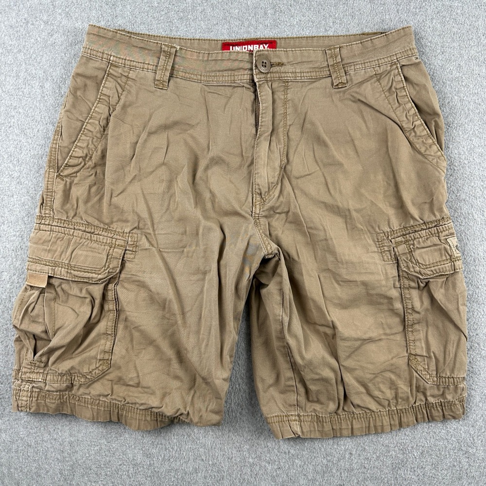 Unionbay Cargo Shorts‎ Mens 32 Brown Messenger Belted Casual Pocket